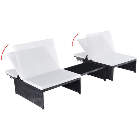 Outdoor-Lehnstühle 2 Stk. mit Tisch Schwarz Poly-Rattan