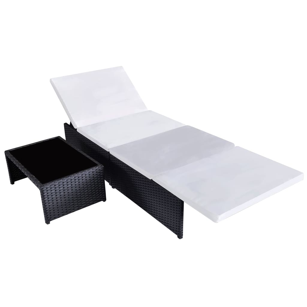 Outdoor-Lehnstühle 2 Stk. mit Tisch Schwarz Poly-Rattan