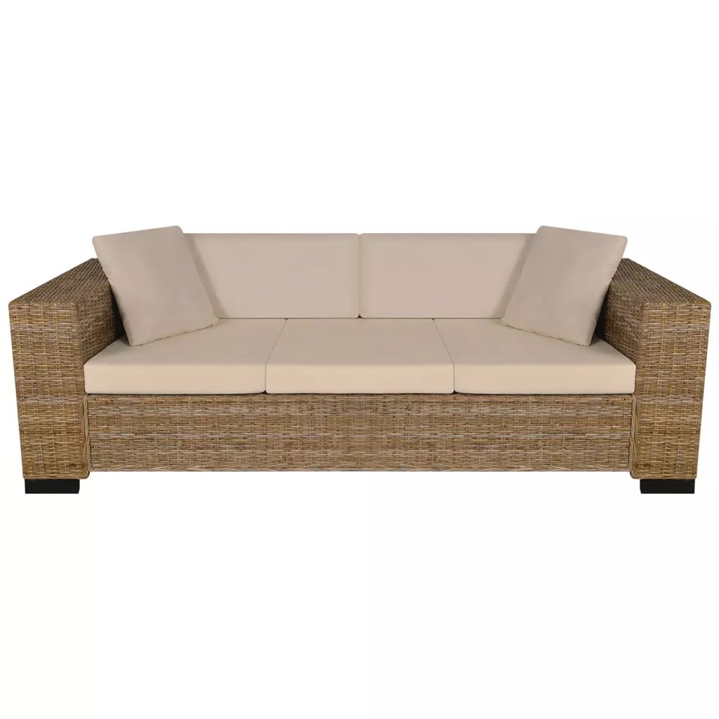 3-Sitzer Sofa Echtes Rattan