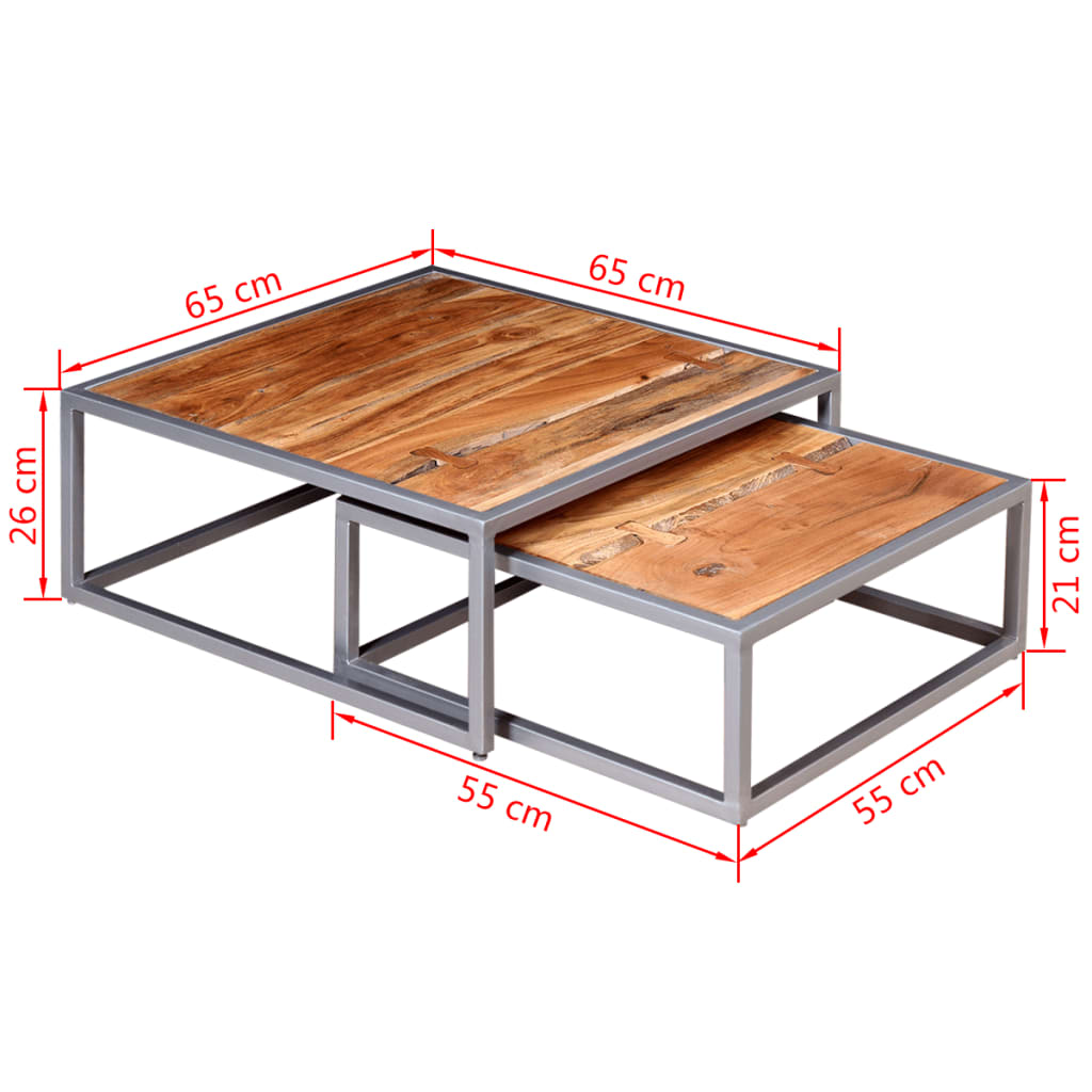 2-tlg. Couchtisch-Set Massivholz Akazie