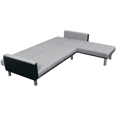 Schlafsofa L-Form Stoff Schwarz und Grau