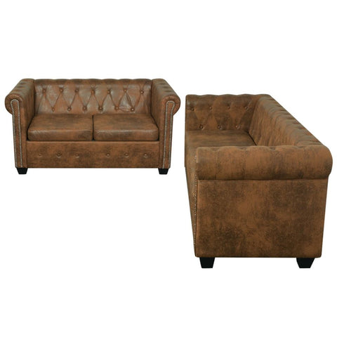 Chesterfield-Sofas 2-Sitzer und 3-Sitzer Braun