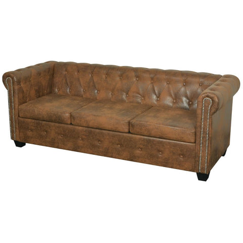 Chesterfield-Sofas 2-Sitzer und 3-Sitzer Braun