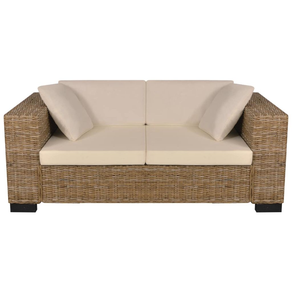 Sofa-Set 2-Sitzer und 3-Sitzer Echtes Rattan