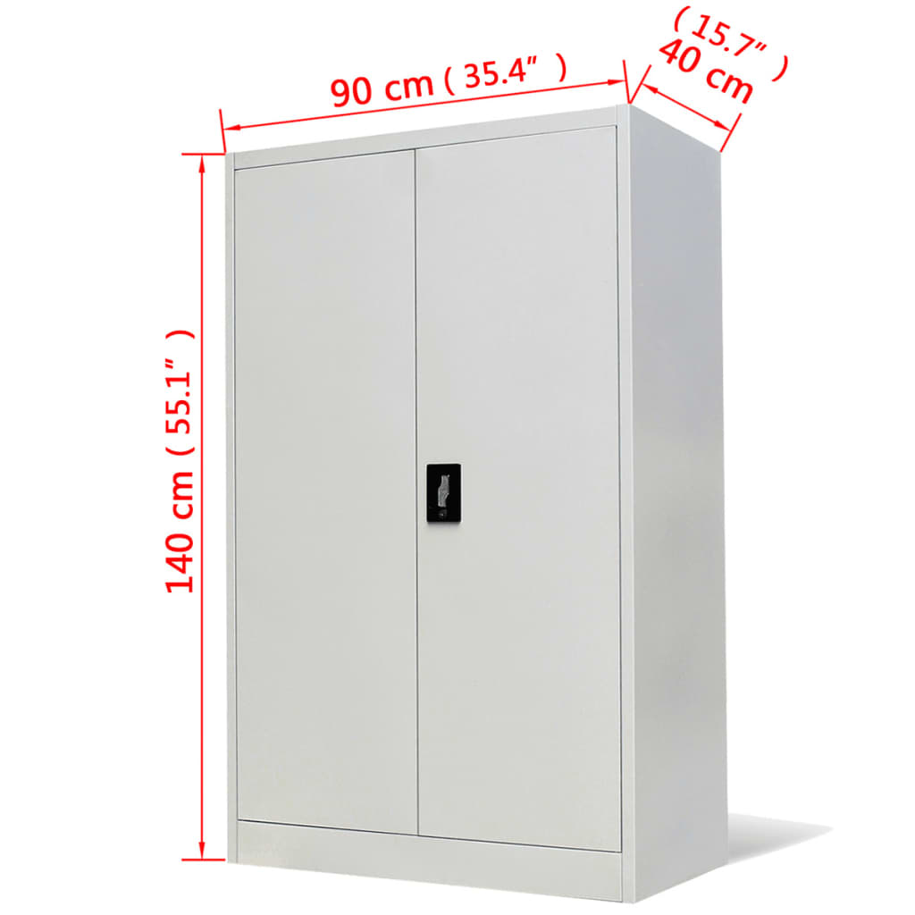 Aktenschrank 90×40×140 cm Stahl Grau