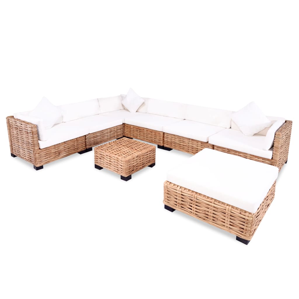 Sofagarnitur 27-tlg. Natürliches Rattan