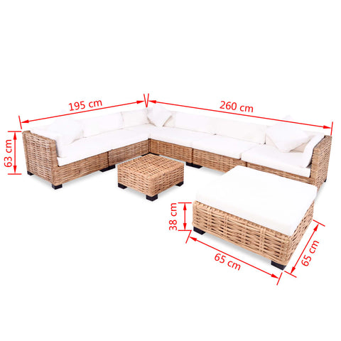 Sofagarnitur 27-tlg. Natürliches Rattan