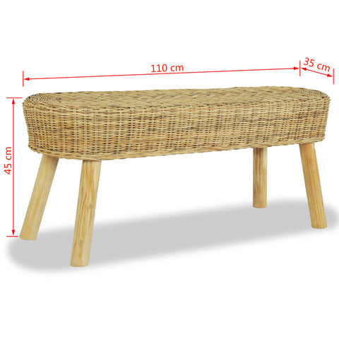 Flurbank 110 x 35 x 45 cm Rattan Natur