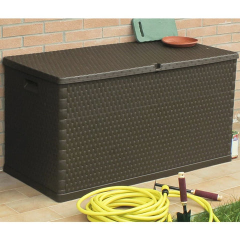 Garten-Aufbewahrungsbox Braun 120x56x63 cm PP Rattan