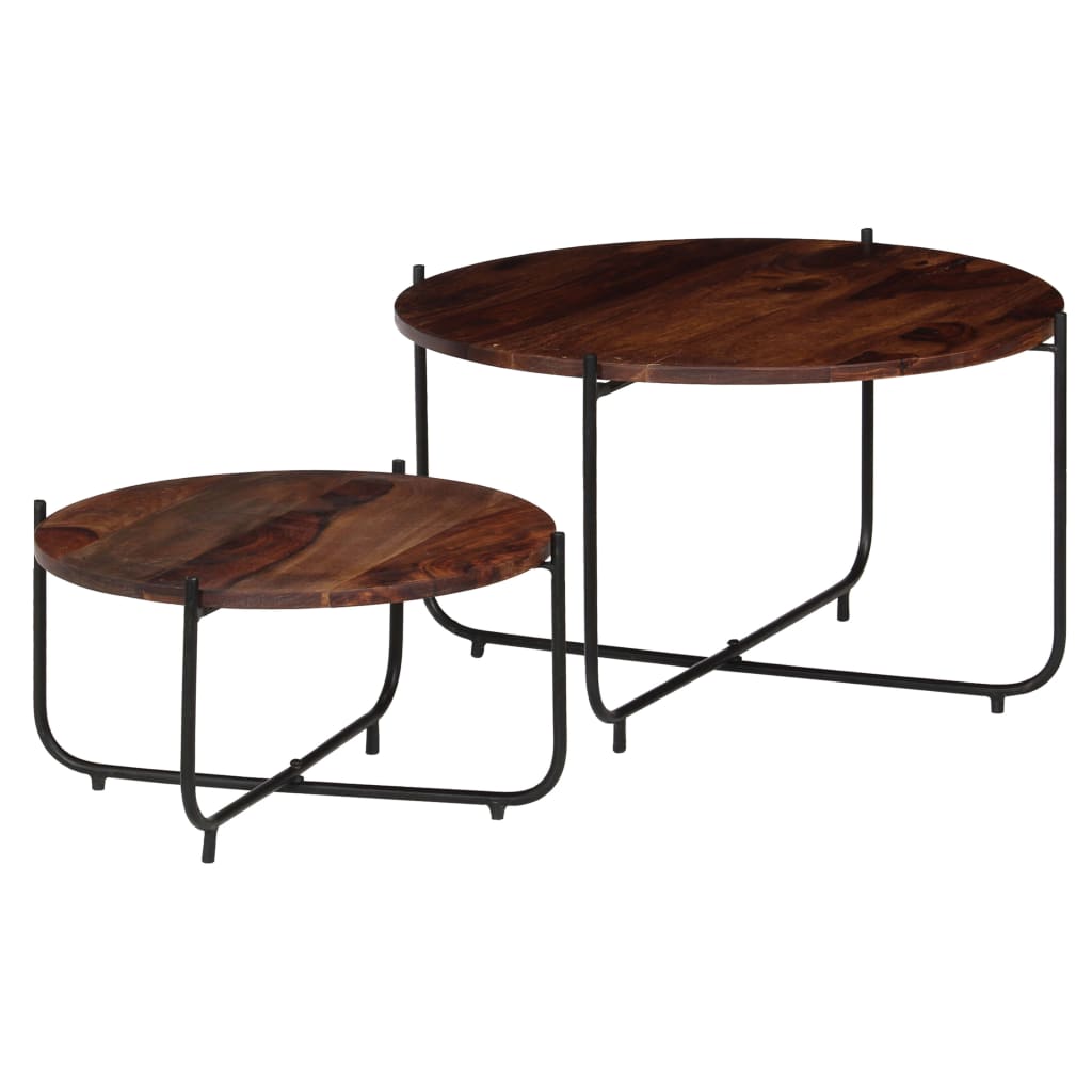 2-tlg. Couchtisch-Set Massivholz Palisander 60x35 cm