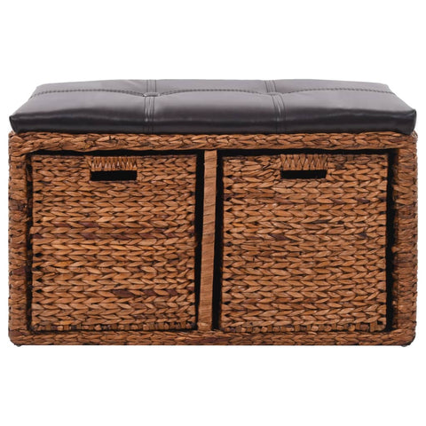 Sitzbank mit 2 Körben Seegras 71×40×42 cm Braun