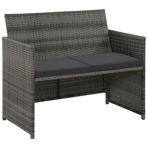 2-Sitzer-Gartensofa mit Polstern Grau Poly Rattan