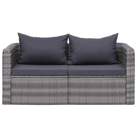 Garten-Ecksofas 2 Stk. Grau Poly Rattan