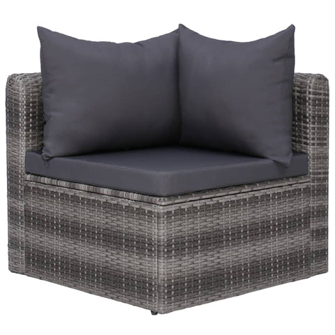 Garten-Ecksofas 2 Stk. Grau Poly Rattan