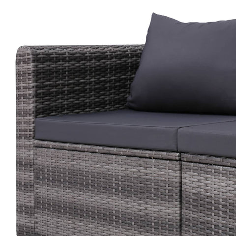 Garten-Ecksofas 2 Stk. Grau Poly Rattan