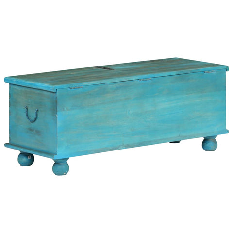 Aufbewahrungstruhe Massivholz Mango Blau 100x40x41 cm