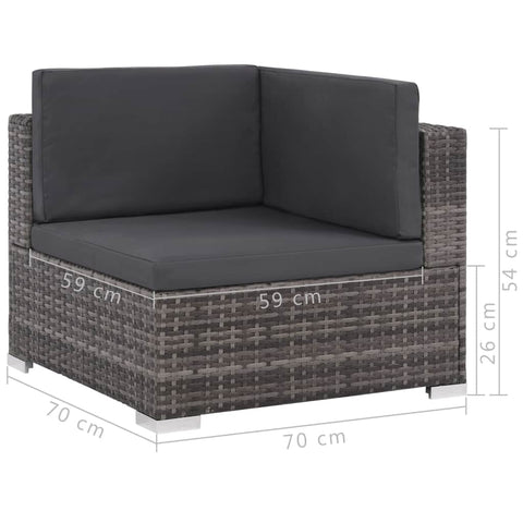 6-tlg. Garten-Lounge-Set mit Auflagen Poly Rattan Grau