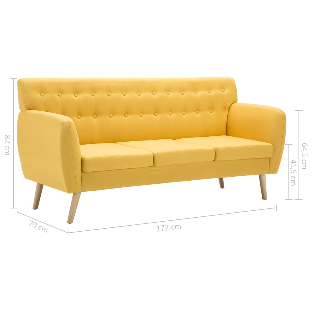 3-Sitzer-Sofa Stoff 172x70x82 cm Gelb