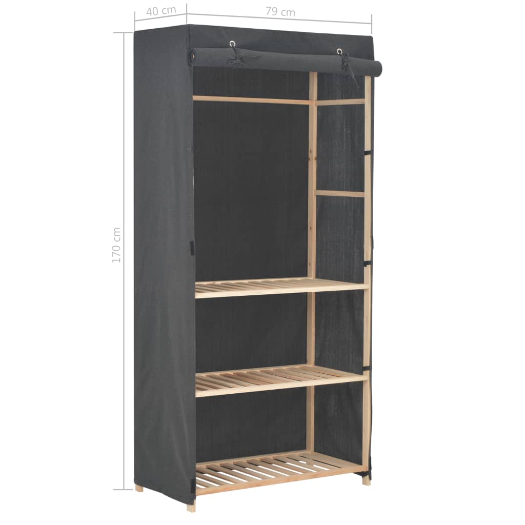 3-stufiger Kleiderschrank Grau 79 x 40 x 170 cm Stoff