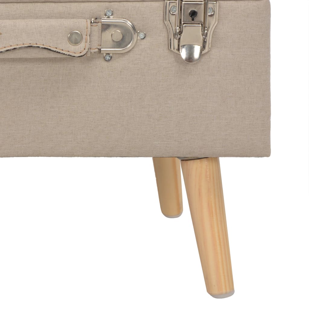 Hocker mit Stauraum 40 cm Beige Stoff