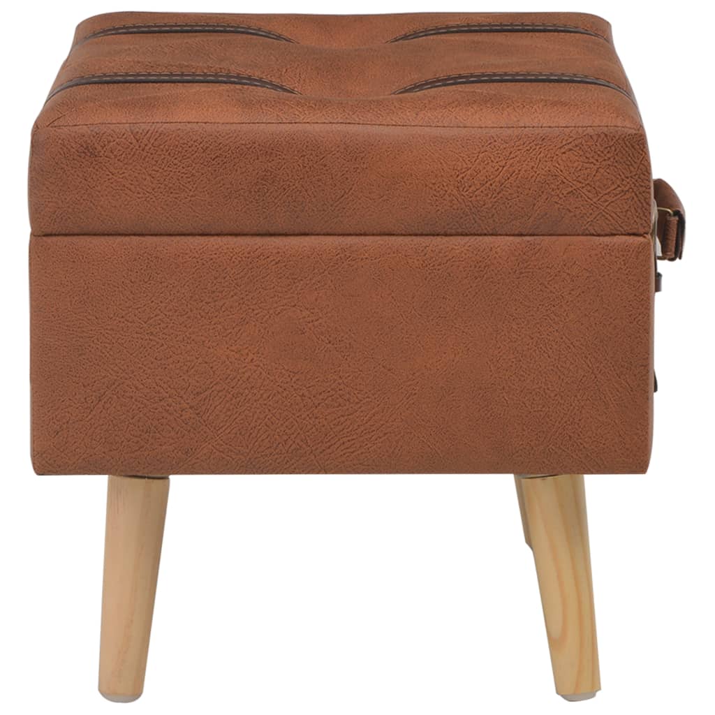 Hocker mit Stauraum 40 cm Hellbraun Kunstleder