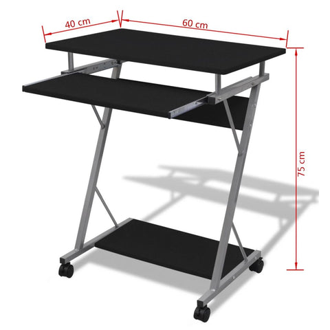 Computertisch Computerwagen PC Tisch Bürotisch Laptop Rollen schwarz