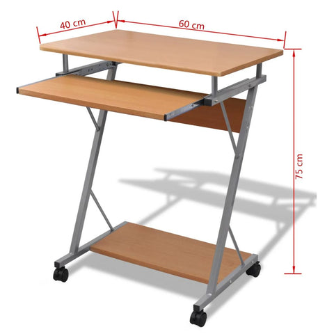 Computertisch Computerwagen PC Tisch Bürotisch Laptop auf Rollen braun