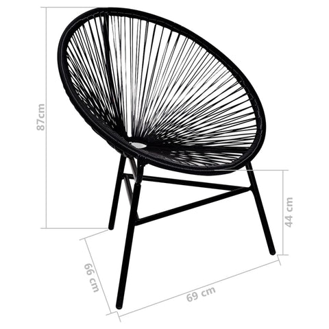 Garten-Mondstuhl Poly Rattan Schwarz