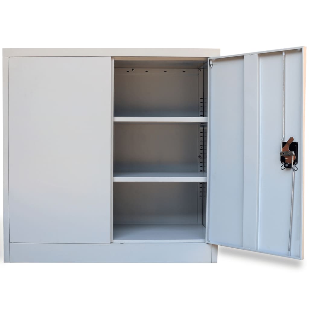 Aktenschrank mit 2 Türen Grau 90 cm Stahl