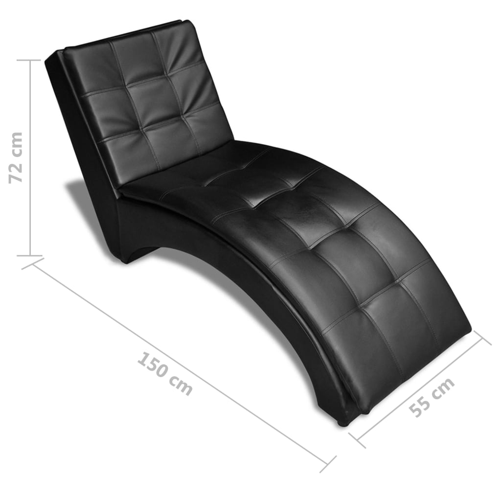 Chaiselongue mit Kissen Schwarz Kunstleder