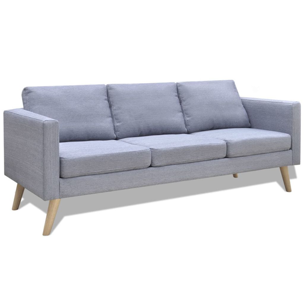 Sofa 3-Sitzer Stoff Hellgrau