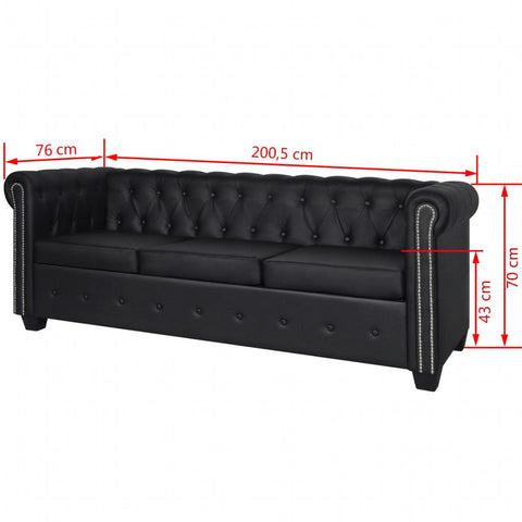 Chesterfield-Sofa 3-Sitzer Kunstleder