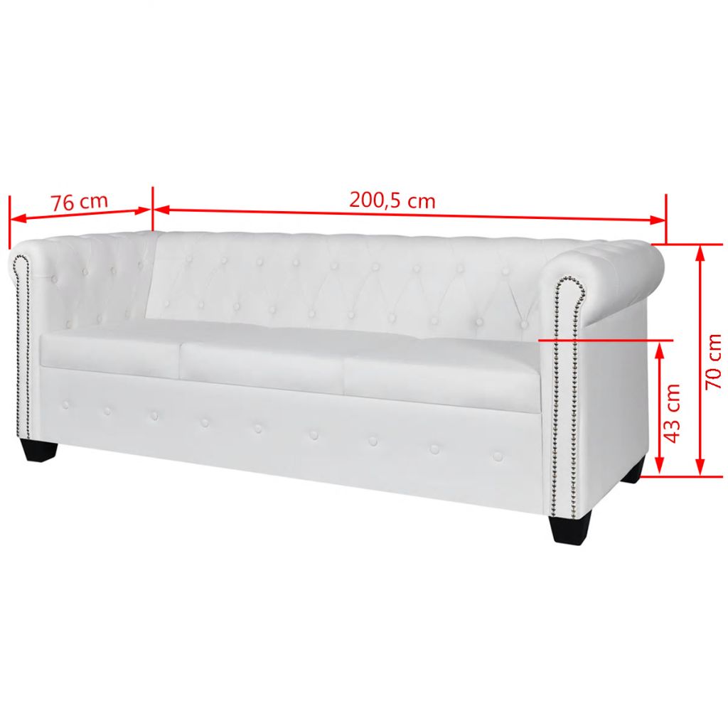 Chesterfield-Sofa 3-Sitzer Kunstleder