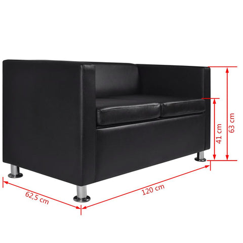 Sofa-Set Kunstleder 3-Sitzer und 2-Sitzer Schwarz