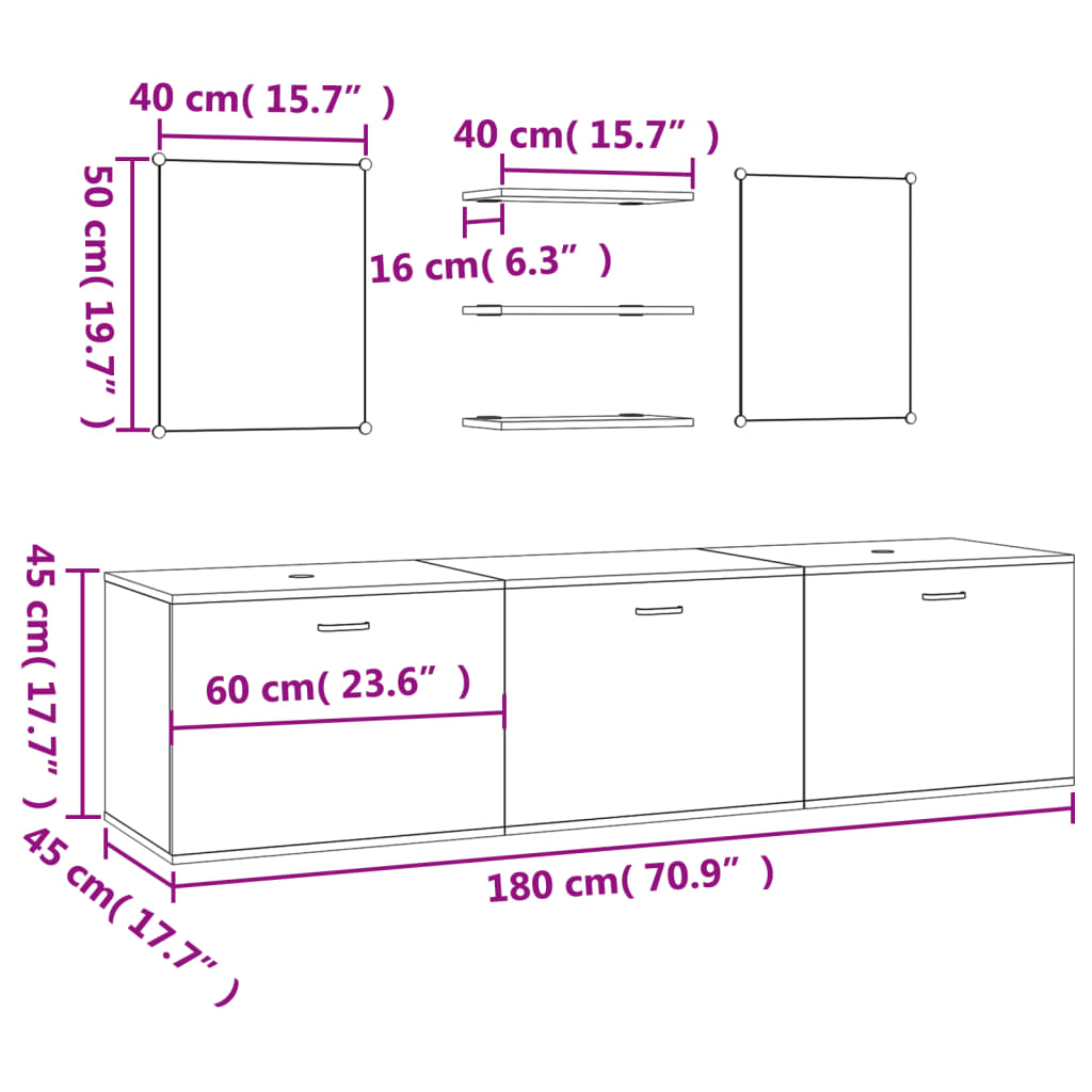 6-tlg. Badmöbel-Set Eichen-Optik Holzwerkstoff