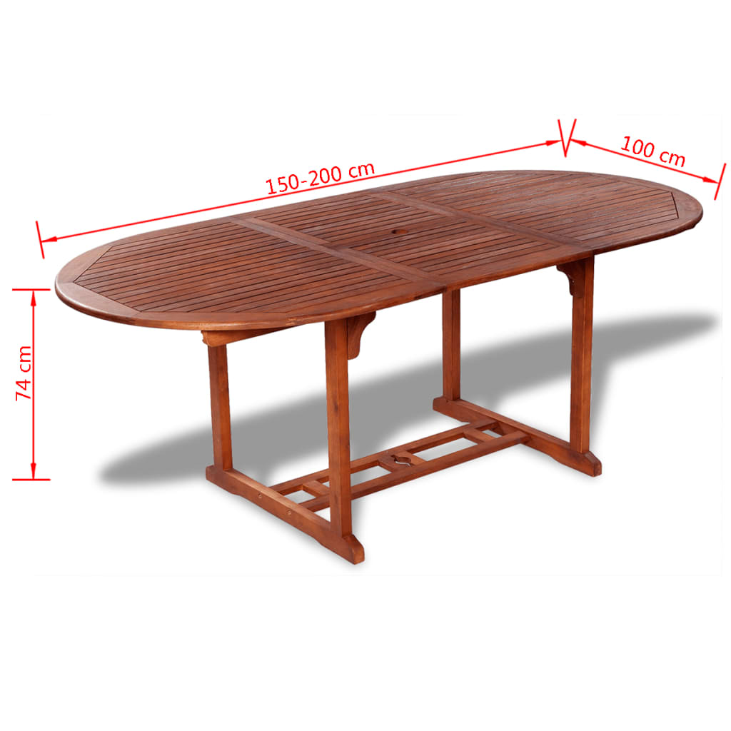 Gartentisch 200x100x75 cm Massivholz Akazie