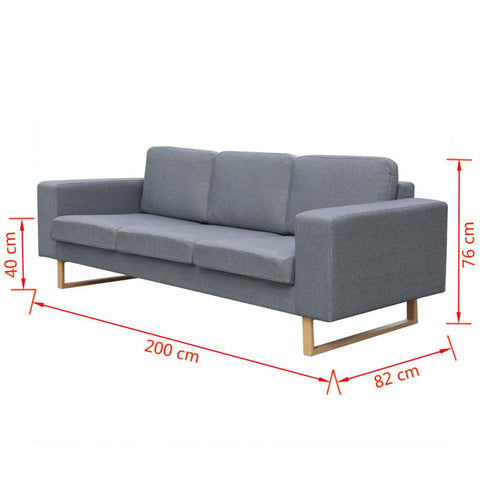 Sofa 3-Sitzer Stoff Hellgrau