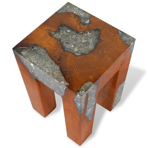 Hocker Massivholz Teak und Harz