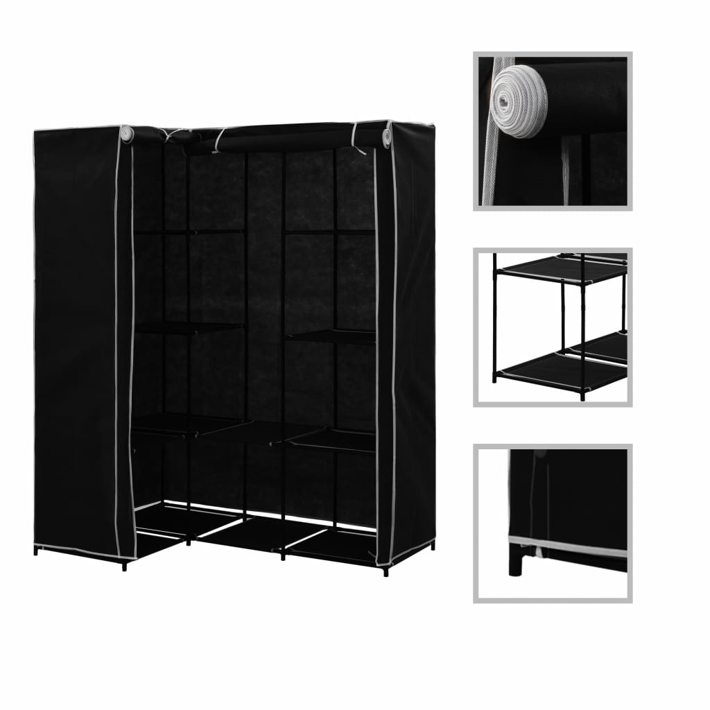 Eckkleiderschrank Schwarz 130 x 87 x 169 cm