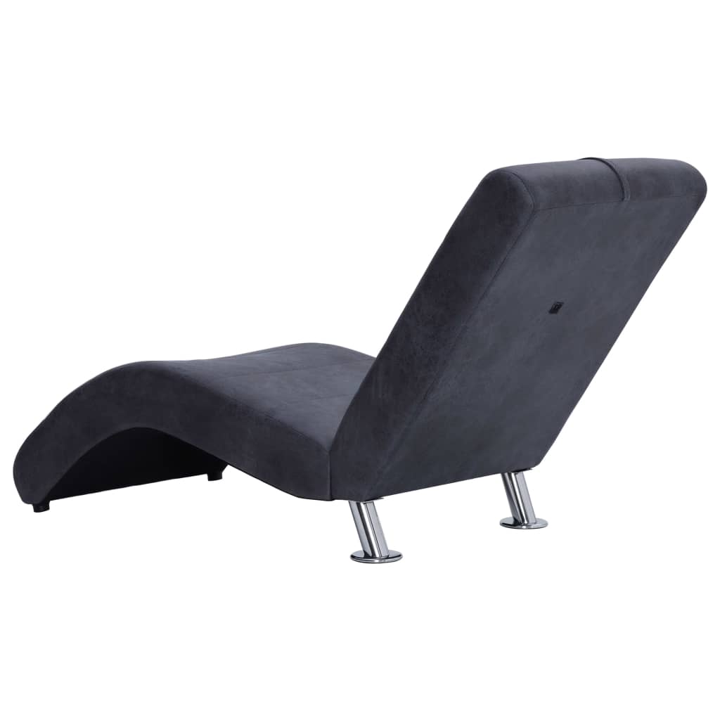 Chaiselongue mit Kissen Grau Wildleder-Optik