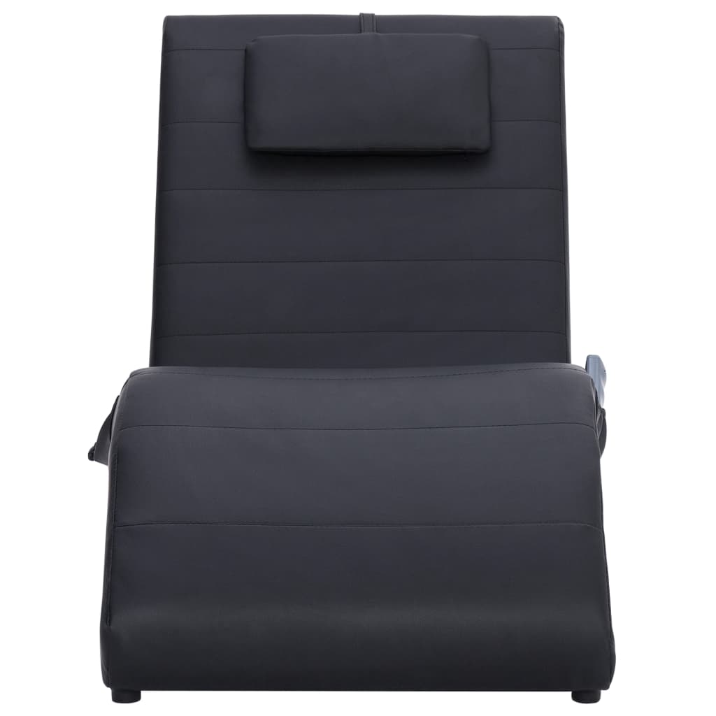 Massage-Chaiselongue mit Kissen Schwarz Kunstleder