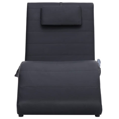 Massage-Chaiselongue mit Kissen Schwarz Kunstleder