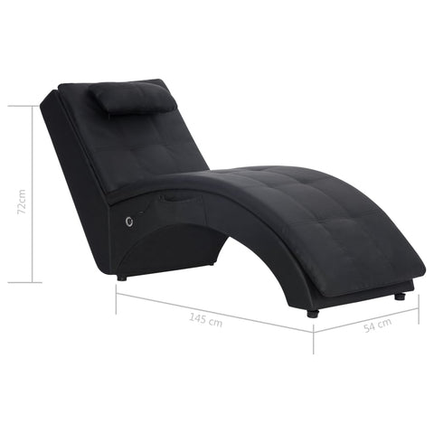 Massage Chaiselongue mit Kissen Schwarz Kunstleder