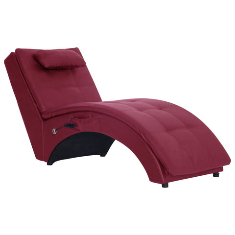 Massage Chaiselongue mit Kissen Weinrot Kunstleder