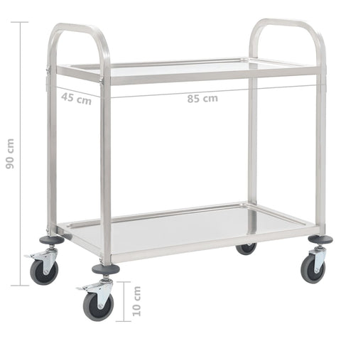 2-Stufiger Servierwagen 96,5 x 55 x 90 cm Edelstahl