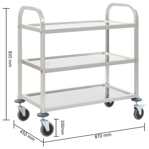 3-Stufiger Servierwagen 95x45x83,5 cm Edelstahl