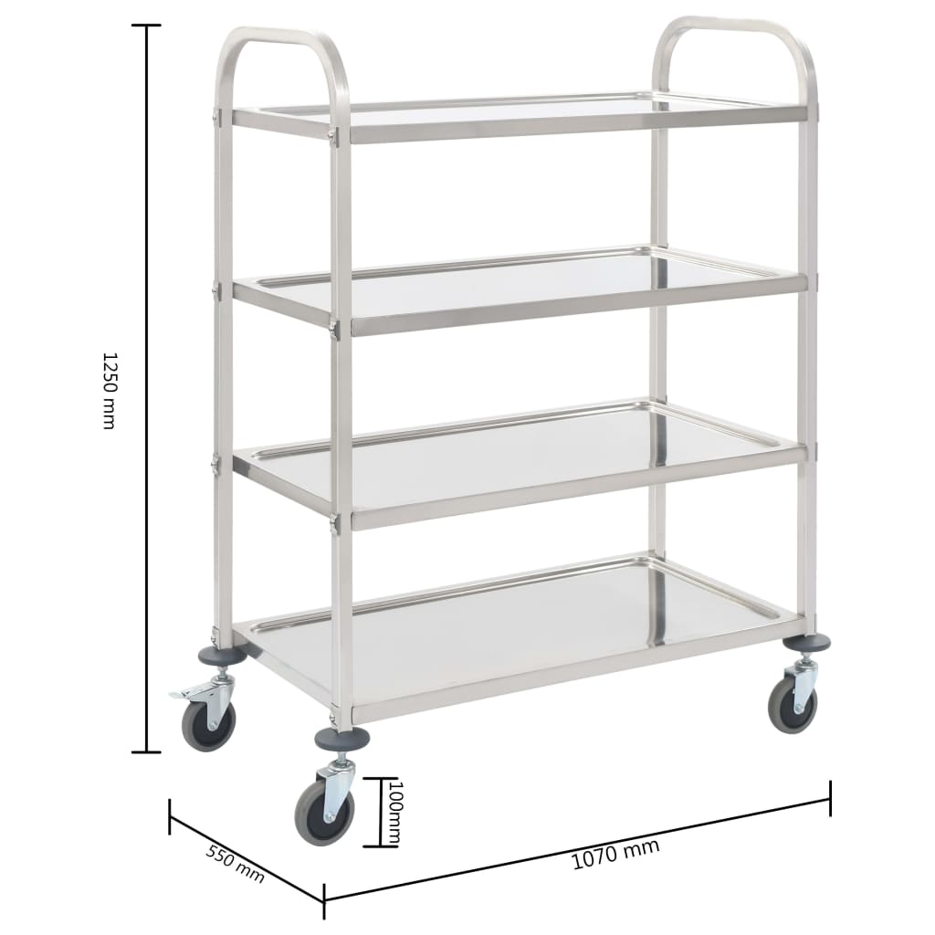 4-Stufiger Servierwagen 107 x 55 x 125 cm Edelstahl