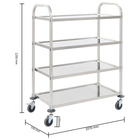 4-Stufiger Servierwagen 107 x 55 x 125 cm Edelstahl