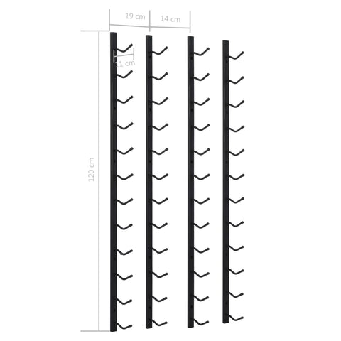 Wand-Weinregale für 12 Flaschen 2 Stk. Schwarz Eisen