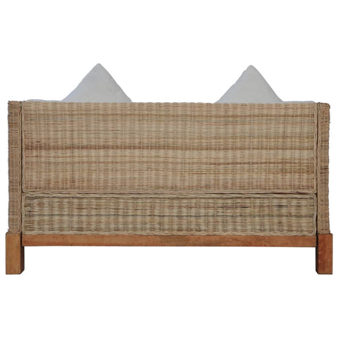 2-Sitzer-Sofa mit Kissen Natürliches Rattan